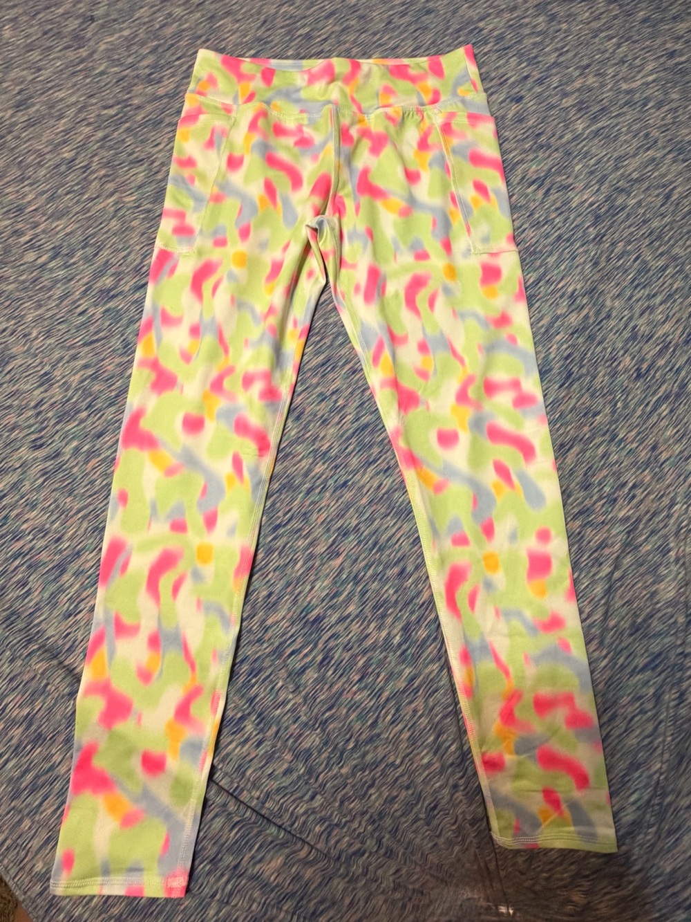 Athletic Works Neon Camo Kids Leggings - Pink & Green